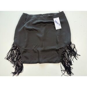 Blue B Collection Black Sequin Side Fringe Mini Skirt Party Clubwear Size L